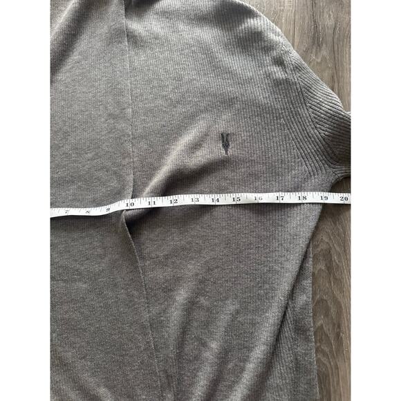 AllSaints Nomo Open Cardigan Gray Ribbed Lightweight Sweater Jacket Mens M - Picture 6 of 11